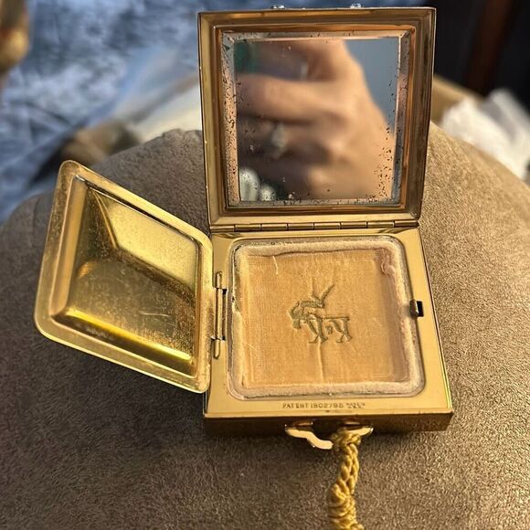 Vintage K&K Kotler Kopit Rhinestone Face Powder Mirror Compact with Original Pow - Picture 4 of 8